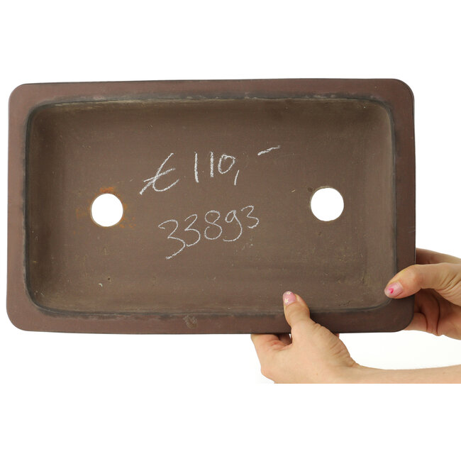 Rectangular unglazed bonsai pot - 355 x 223 x 67 mm