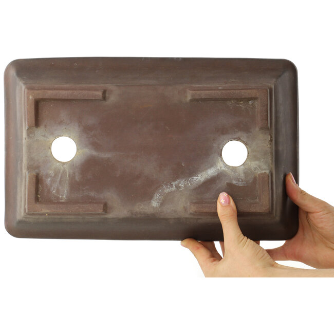 Rectangular unglazed bonsai pot - 355 x 223 x 67 mm