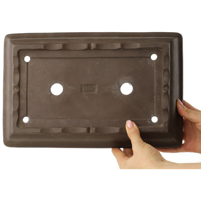 Pot à bonsaï rectangulaire non émaillé de Yamaaki - 328 x 212 x 53 mm