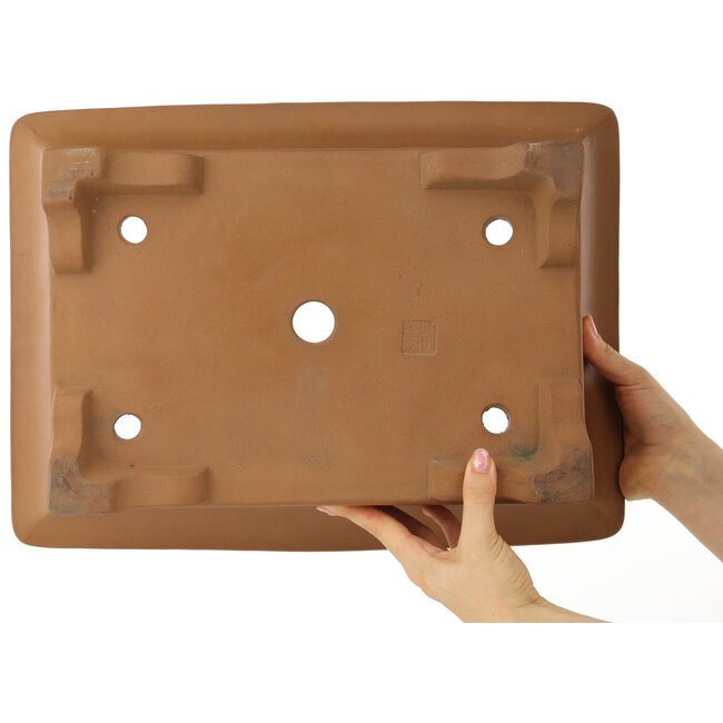 Rechthoekige ongeglazuurde bonsaipot van Shoko - 430 x 315 x 122 mm