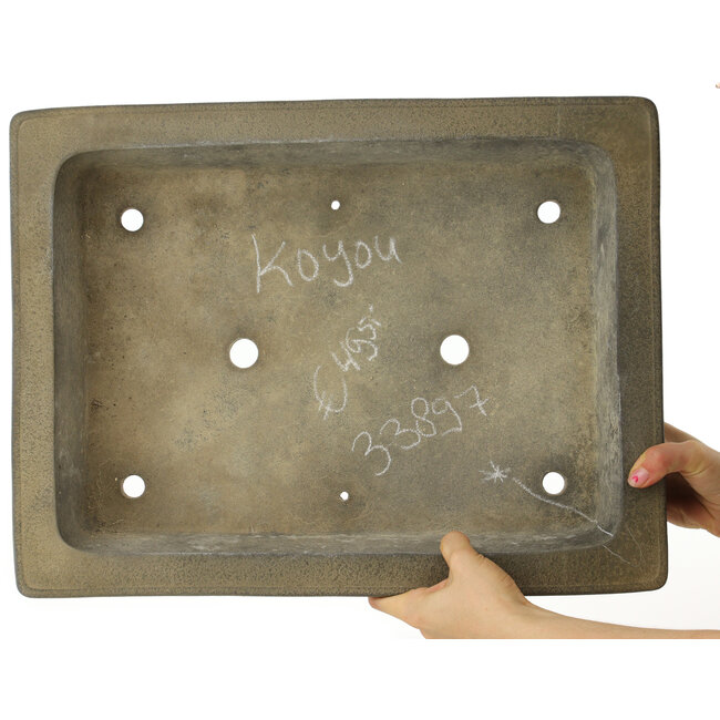 Rectangular unglazed bonsai pot by Koyou - 480 x 370 x 110 mm
