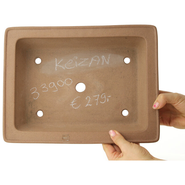 Vaso bonsai rettangolare non smaltato di Keizan - 313 x 238 x 70 mm