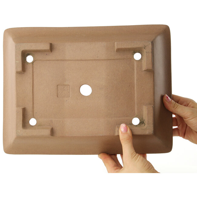 Pot à bonsaï rectangulaire non émaillé de Keizan - 313 x 238 x 70 mm