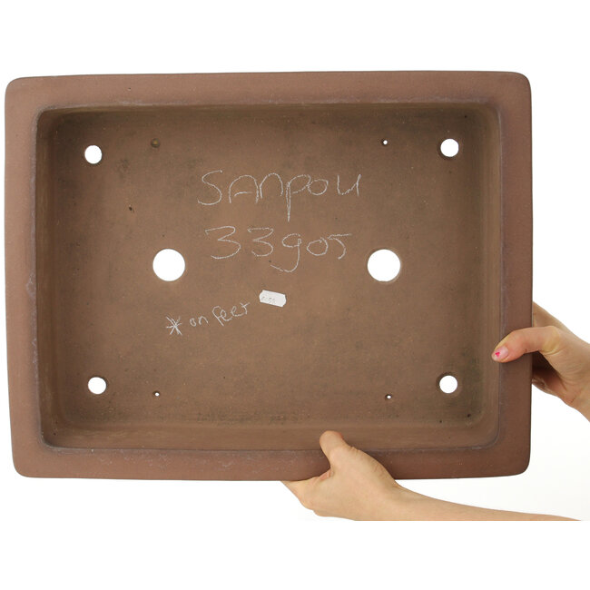 Maceta rectangular sin esmaltar para bonsái de Sanpo - 470 x 370 x 110 mm