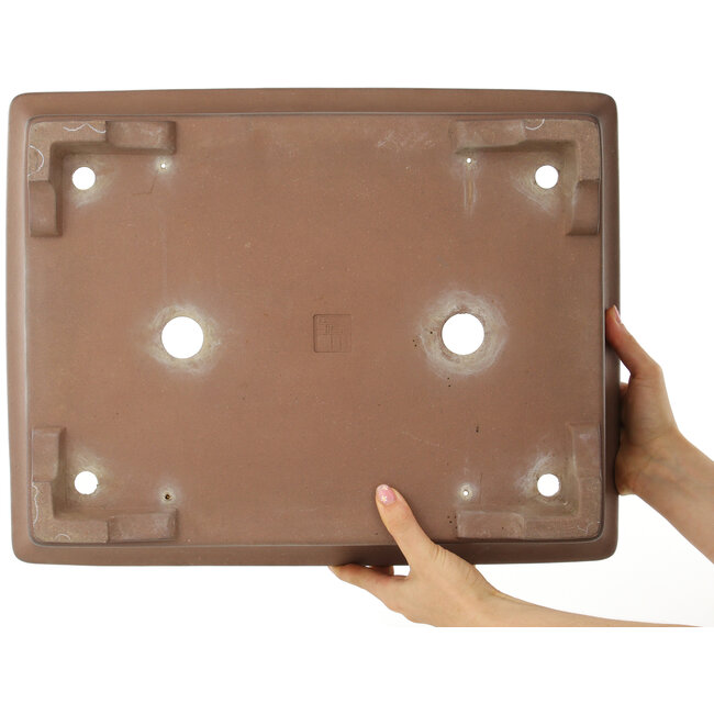 Maceta rectangular sin esmaltar para bonsái de Sanpo - 470 x 370 x 110 mm