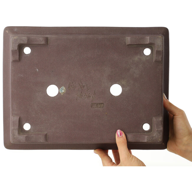 Maceta rectangular sin esmaltar para bonsái de Yamaaki - 360 x 268 x 90 mm