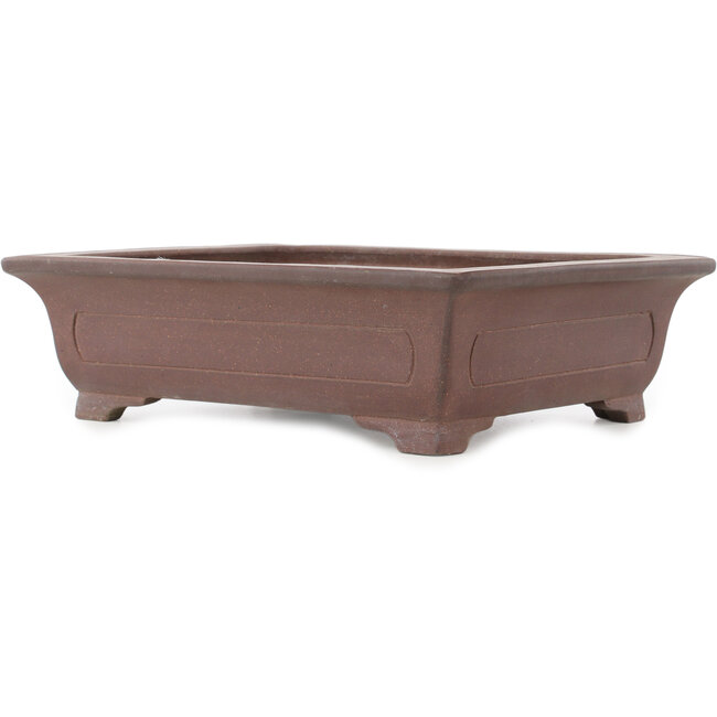 Rectangular unglazed bonsai pot by Ikkodo - 395 x 323 x 115 mm
