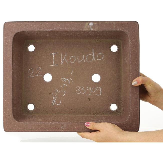 Pot à bonsaï rectangulaire non émaillé par Ikkodo - 395 x 323 x 115 mm