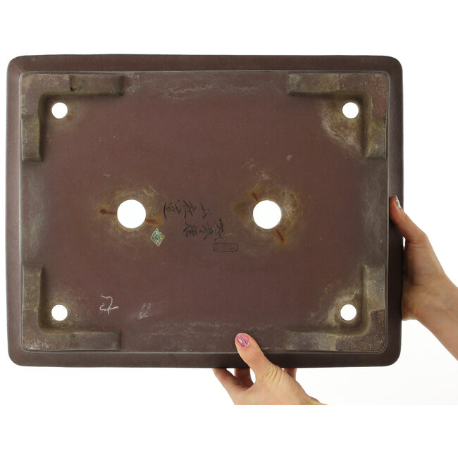 Pot à bonsaï rectangulaire non émaillé de Yamaaki - 455 x 360 x 125 mm