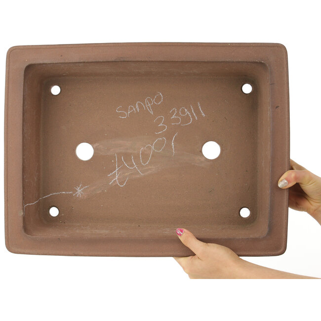 Rechthoekige ongeglazuurde bonsaipot van Sanpo - 463 x 345 x 120 mm