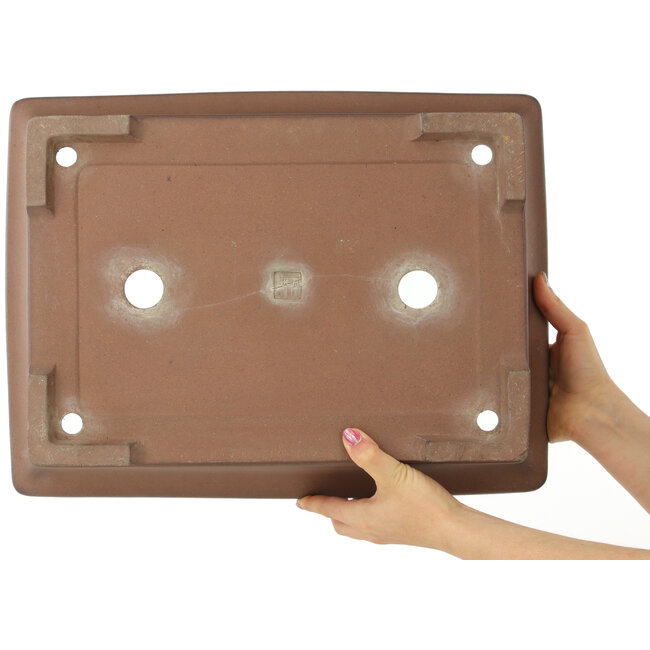 Maceta rectangular sin esmaltar para bonsái de Sanpo - 463 x 345 x 120 mm