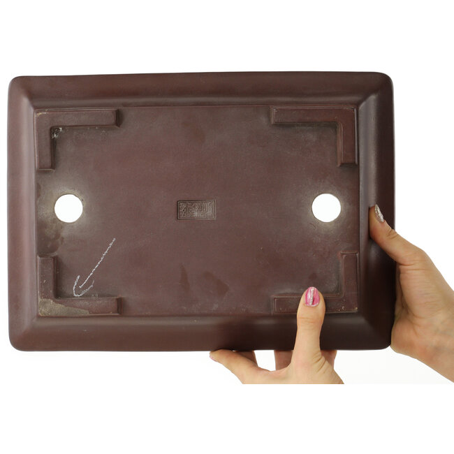 Maceta rectangular sin esmaltar para bonsái de Yamaaki - 330 x 235 x 80 mm