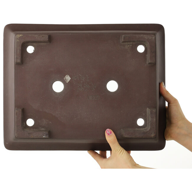 Maceta rectangular sin esmaltar para bonsái de Yamaaki - 400 x 310 x 115 mm
