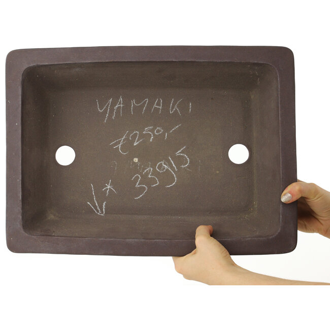 Rechthoekige ongeglazuurde bonsaipot van Yamaaki - 415 x 300 x 105 mm