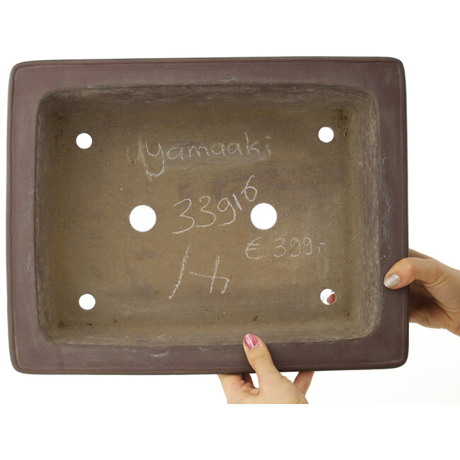Vaso bonsai rettangolare non smaltato di Yamaaki - 380 x 300 x 100 mm