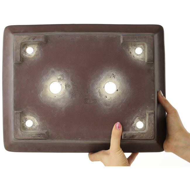 Pot à bonsaï rectangulaire non émaillé de Yamaaki - 380 x 300 x 100 mm