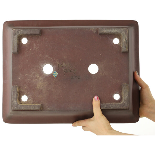 Maceta rectangular sin esmaltar para bonsái de Yamaaki - 430 x 328 x 130 mm