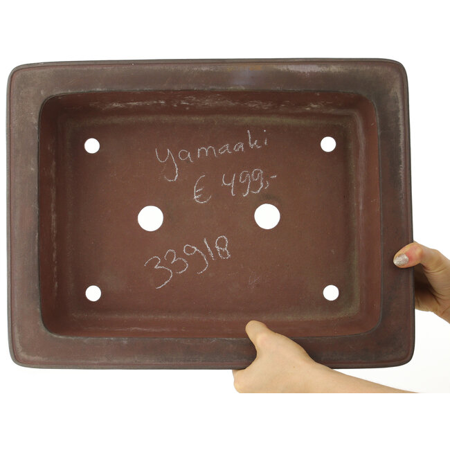 Rechteckiger unglasierter Bonsai-Topf von Yamaaki - 440 x 335 x 120 mm