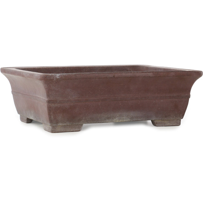 Rectangular unglazed bonsai pot by Yamaaki - 313 x 242 x 100 mm