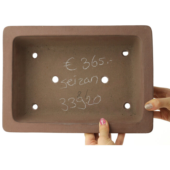Maceta rectangular sin esmaltar para bonsái de Seizan - 308 x 220 x 93 mm