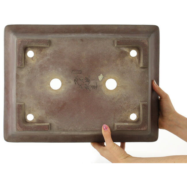 Rechthoekige ongeglazuurde bonsaipot van Yamaaki - 425 x 325 x 130 mm