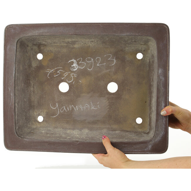Rechthoekige ongeglazuurde bonsaipot van Yamaaki - 463 x 362 x 120 mm