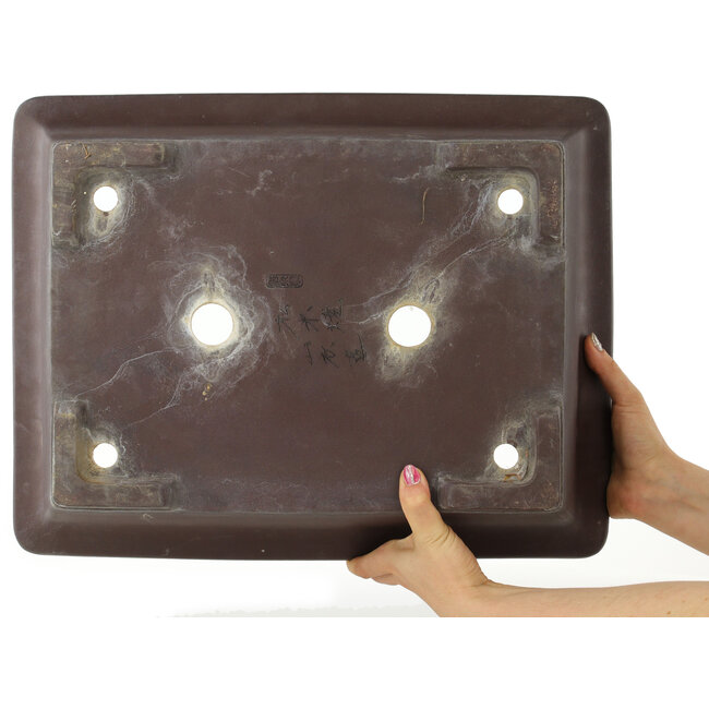 Pot à bonsaï rectangulaire non émaillé de Yamaaki - 463 x 362 x 120 mm