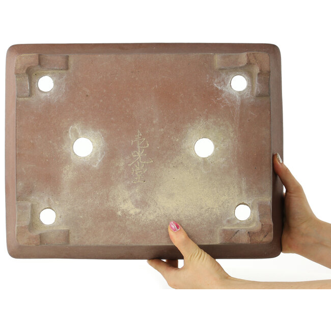 Pot à bonsaï rectangulaire non émaillé de Kisen - 400 x 312 x 110 mm