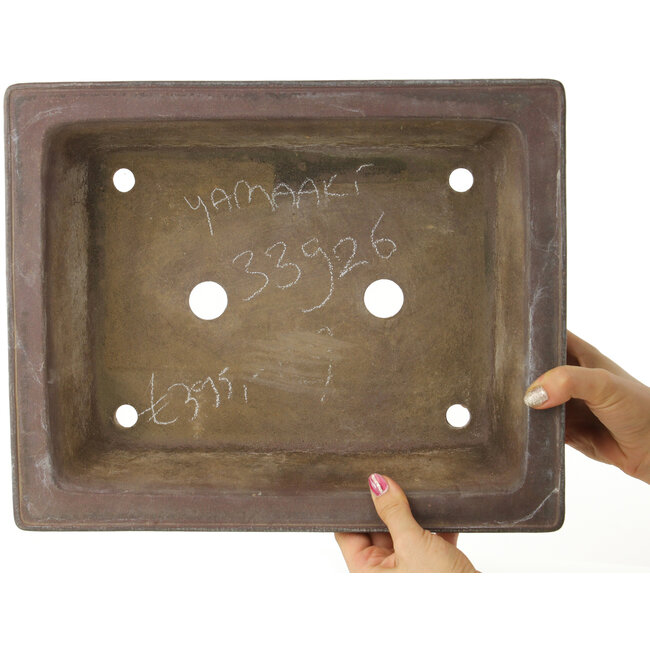 Rectangular unglazed bonsai pot by Yamaaki - 365 x 295 x 100 mm