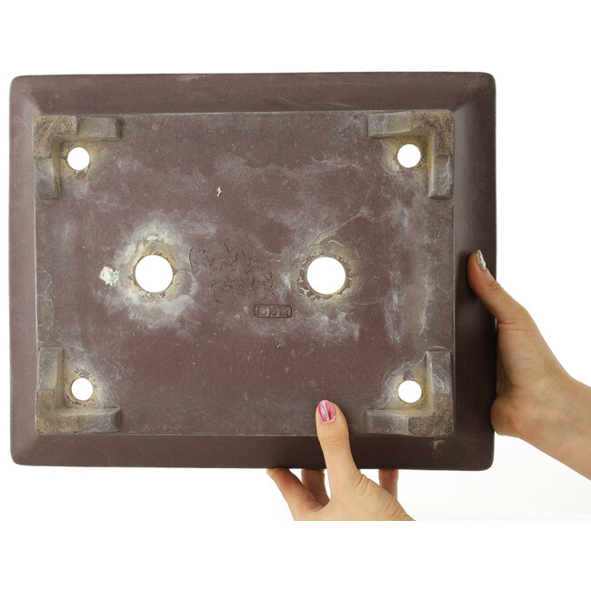 Pot à bonsaï rectangulaire non émaillé de Yamaaki - 365 x 295 x 100 mm