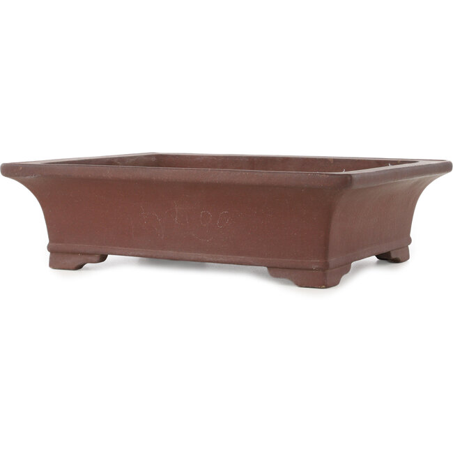 Rectangular unglazed bonsai pot by Yamaaki - 370 x 300 x 105 mm