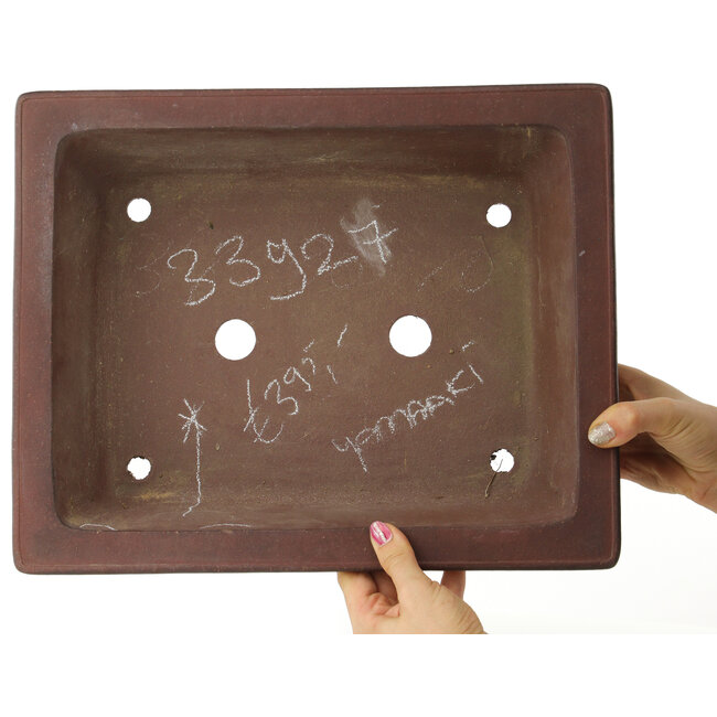 Rectangular unglazed bonsai pot by Yamaaki - 370 x 300 x 105 mm
