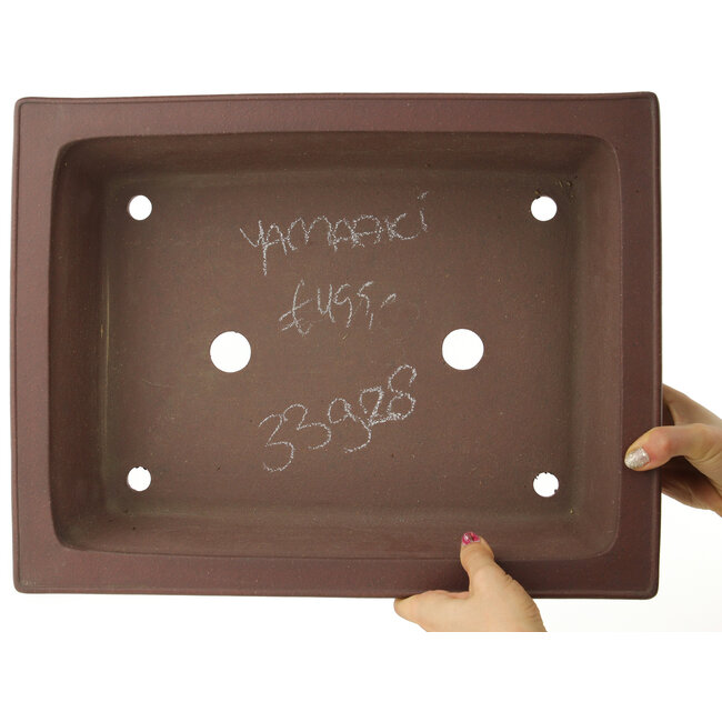 Rectangular unglazed bonsai pot by Yamaaki - 435 x 335 x 125 mm