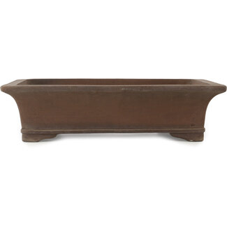  Satomi Mazan, Mazan Terahata 463 mm rectangular unglazed bonsai pot by Mazan, Tokoname, Japan