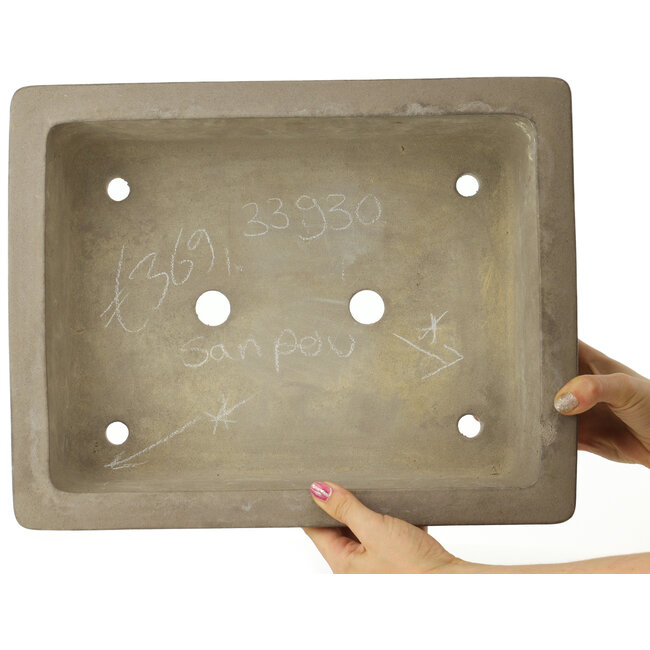 Pot à bonsaï rectangulaire non émaillé de Sanpo - 393 x 308 x 113 mm