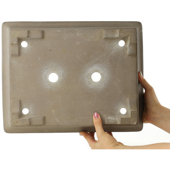 Maceta rectangular sin esmaltar para bonsái de Sanpo - 393 x 308 x 113 mm