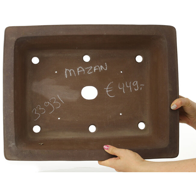 Rectangular unglazed bonsai pot by Mazan - 463 x 360 x 115 mm