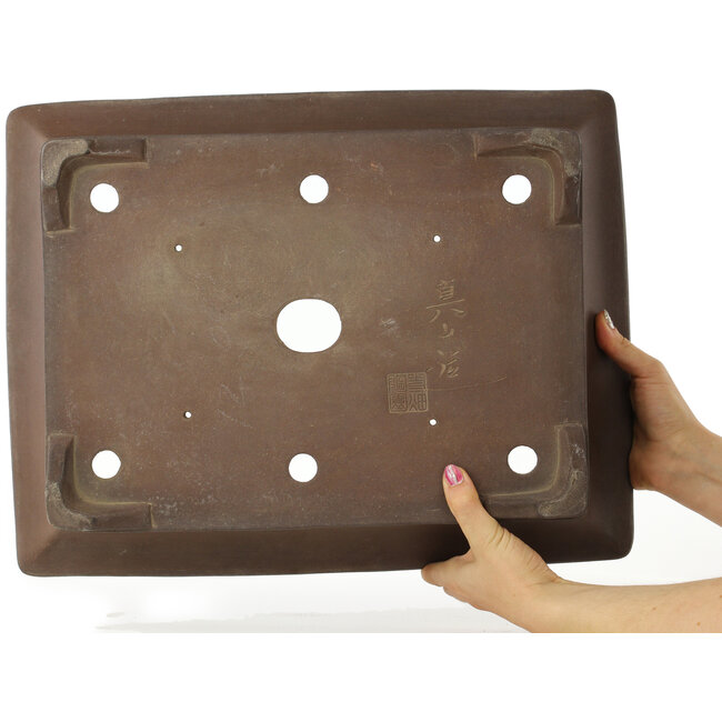 Rechthoekige ongeglazuurde bonsaipot van Mazan - 463 x 360 x 115 mm