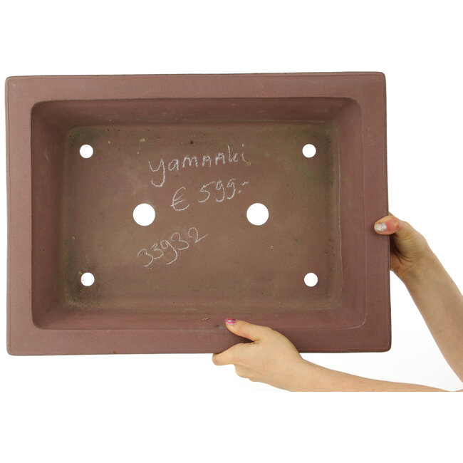 Rechthoekige ongeglazuurde bonsaipot van Yamaaki - 495 x 365 x 145 mm