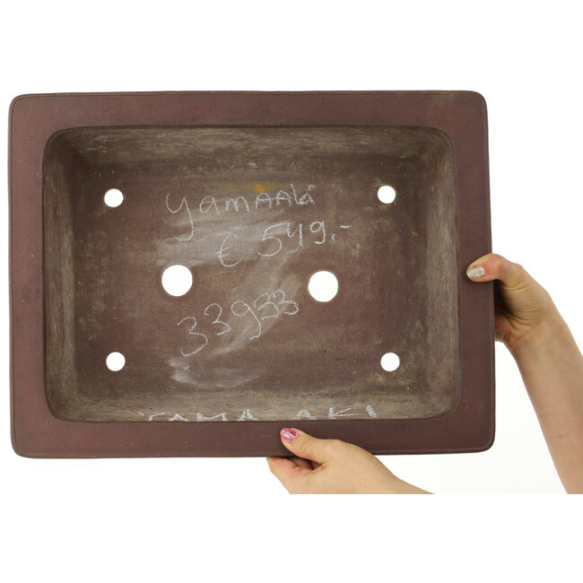 Rectangular unglazed bonsai pot by Yamaaki - 427 x 325 x 130 mm