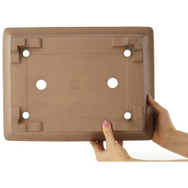 Maceta rectangular sin esmaltar para bonsái de Sanpo - 390 x 295 x 105 mm
