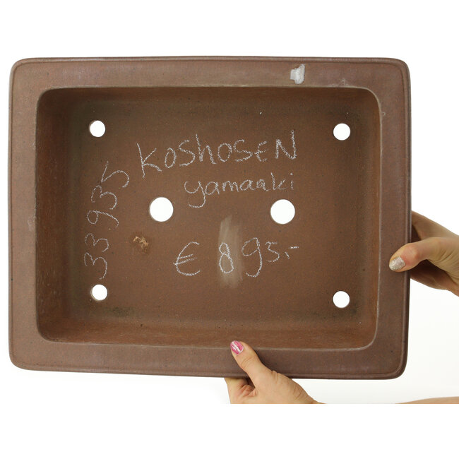 Pot à bonsaï rectangulaire non émaillé de Yamaaki Koshosen (première génération) - 420 x 330 x 120 mm