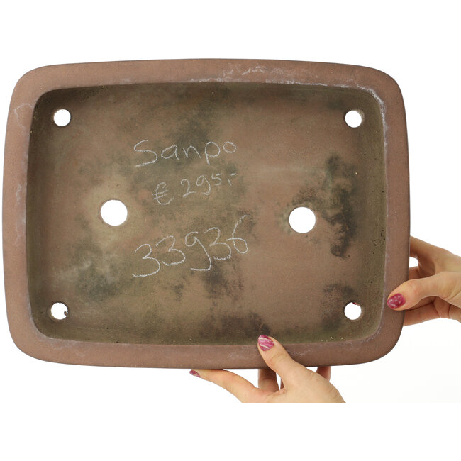 Ovale ongeglazuurde bonsaipot van Sanpo - 373 x 283 x 80 mm