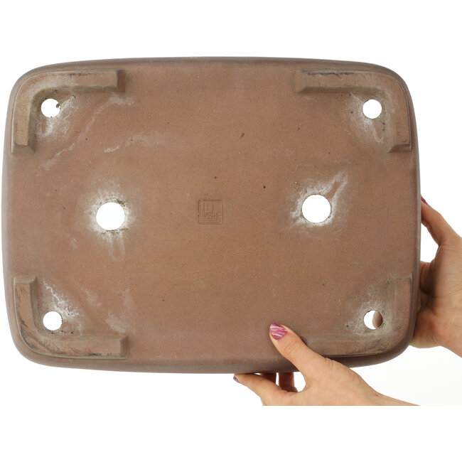 Pot à bonsaï ovale non émaillé de Sanpo - 373 x 283 x 80 mm