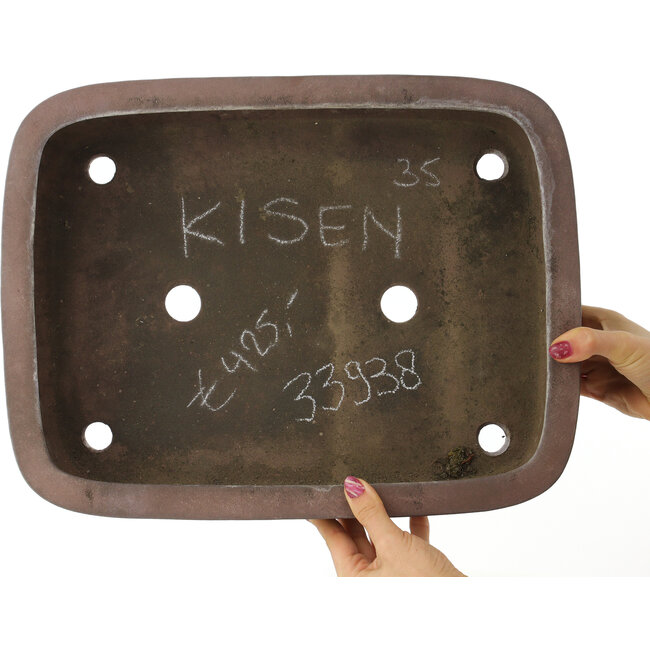 Ovale ongeglazuurde bonsai pot van Kisen - 408 x 312 x 110 mm
