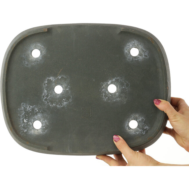 Oval unglazed bonsai pot - 366 x 285 x 70 mm