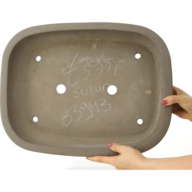 Oval unglazed bonsai pot by Seibun - 465 x 357 x 95 mm