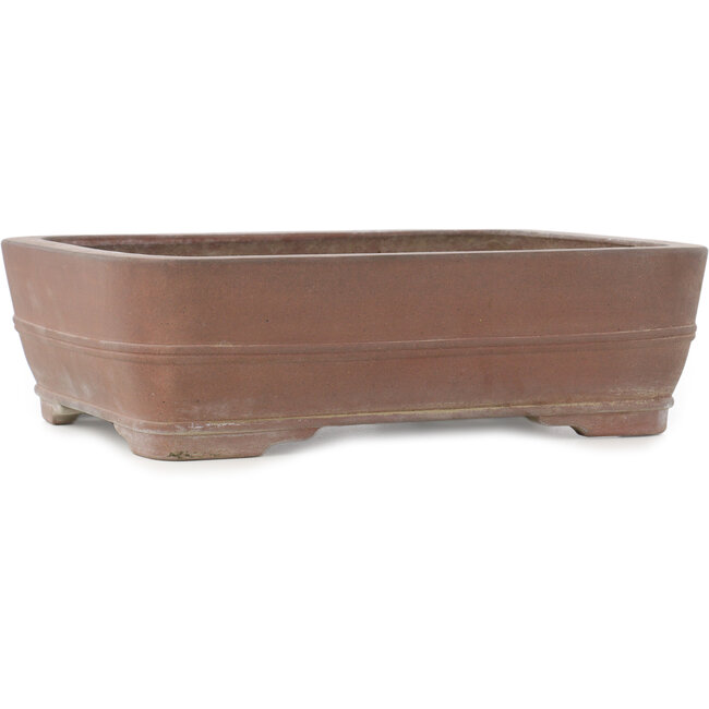 Oval unglazed bonsai pot by Keizan - 375 x 297 x 110 mm