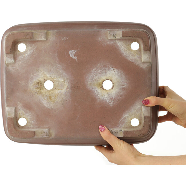 Ovale ongeglazuurde bonsaipot van Keizan - 375 x 297 x 110 mm