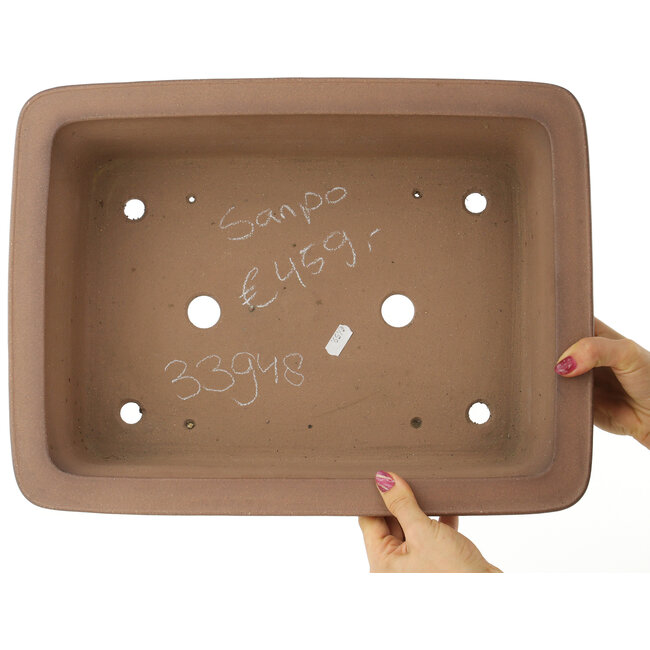 Oval unglazed bonsai pot by Sanpo - 425 x 320 x 132 mm